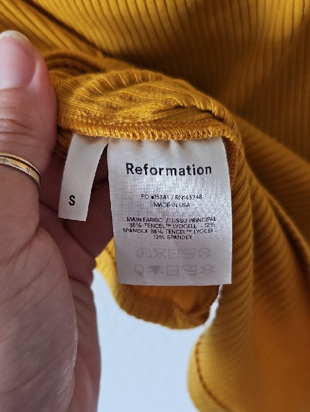 Reformation Ribbed Square-Neck Tank Top - Mustard - Picture 4 of 4